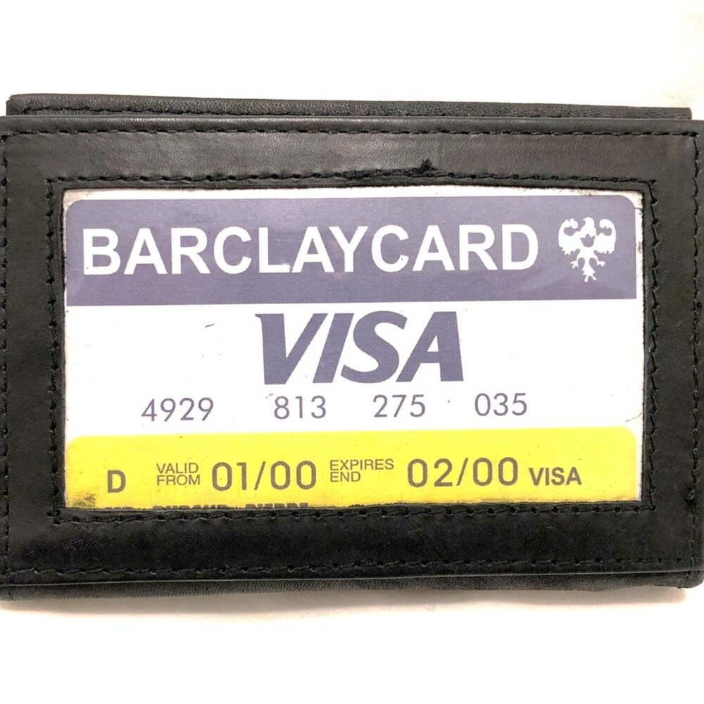 Black Unisex Genuine Leather Thin Credit Card ID Badge Business Card Wallet 💸